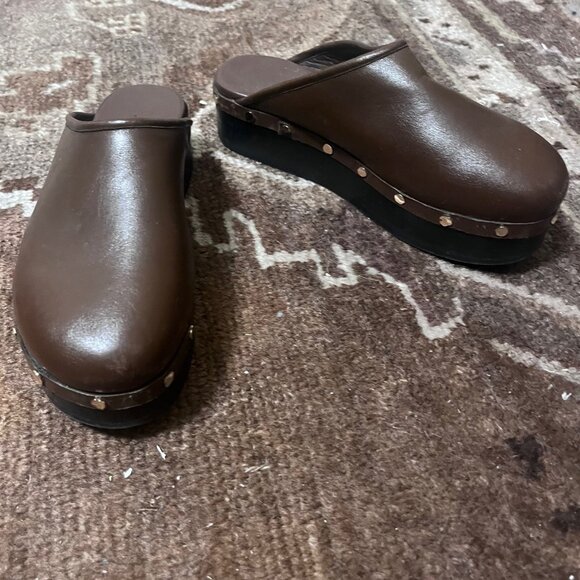 Co - Studded Platform Slide Mules in Brown - Picture 8 of 9
